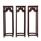 SET OF THREE TALL CHINESE HARD