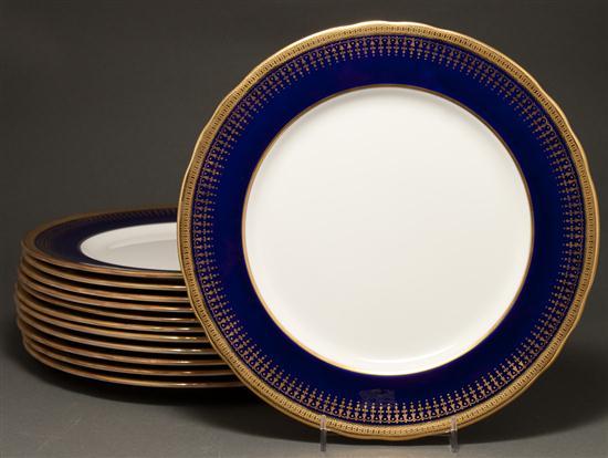 Set of twelve Aynsley cobalt banded