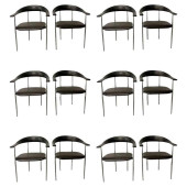 SET OF TWELVE BLACK & CHROME I