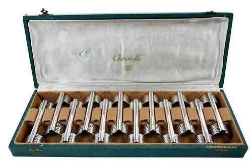 SET OF TWELVE CASED SILVER PLATE
