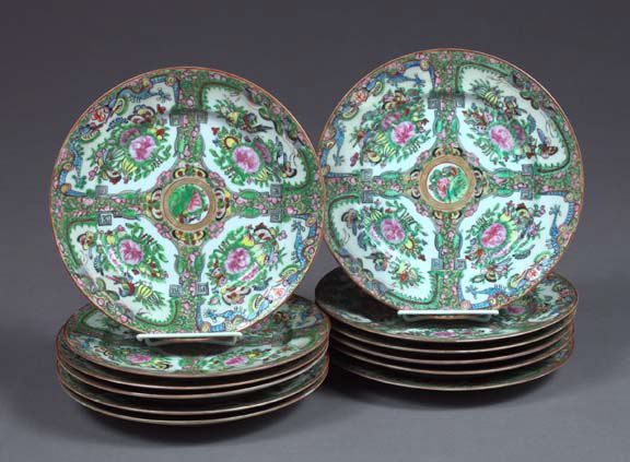 Set of Twelve Chinese Export \"Rose