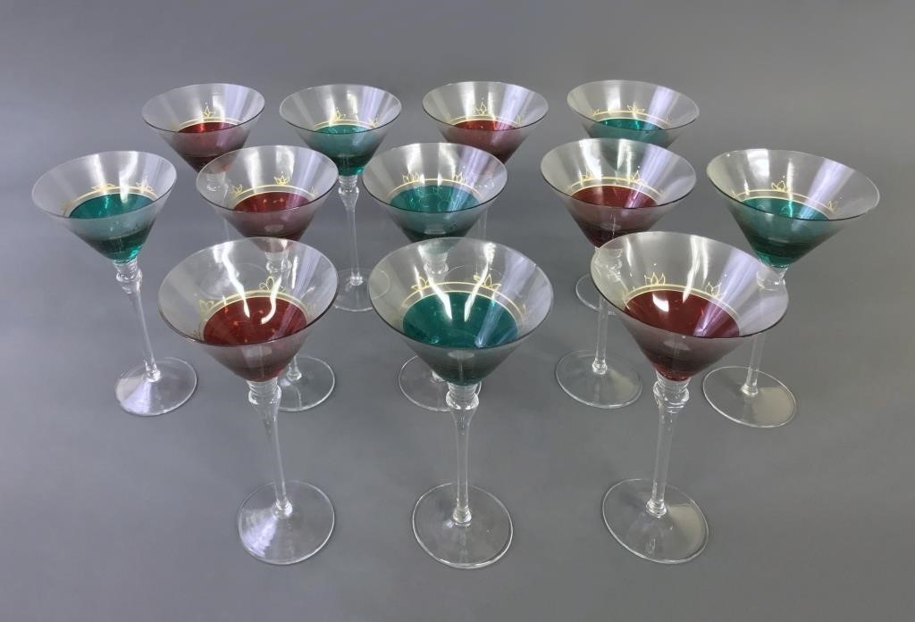 Set of twelve colorful martini
