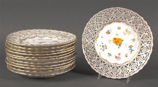 Set of twelve Continental floral