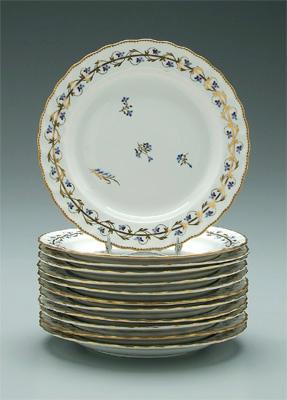 Set of twelve Derby plates: