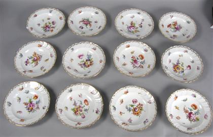Set of twelve Dresden porcelain