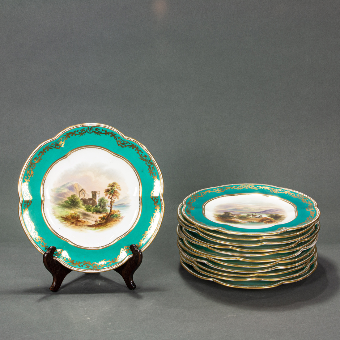 SET OF TWELVE ENGLISH PORCELAIN