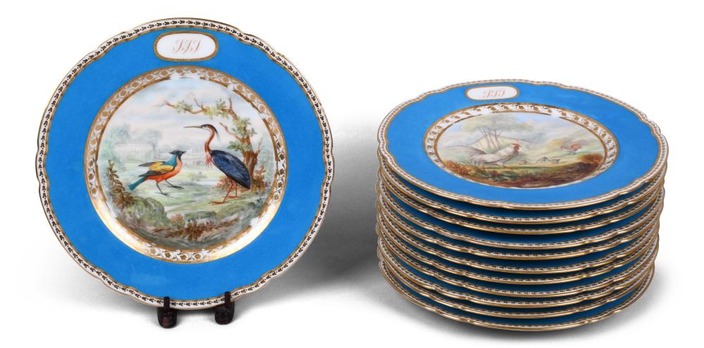 SET OF TWELVE FRENCH HAND PAINTED