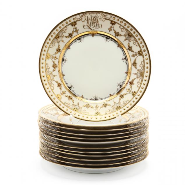 SET OF TWELVE GILT-ENCRUSTED