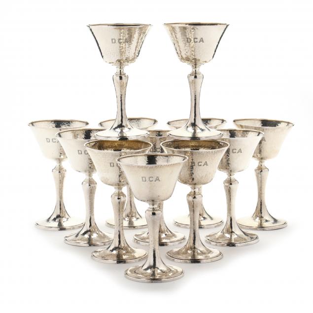 SET OF TWELVE GORHAM HAMMERED