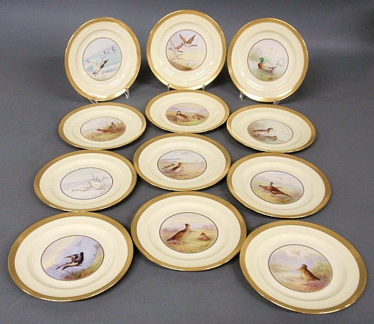 Set of twelve Lenox china bird