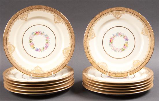 Set of twelve Limoges floral