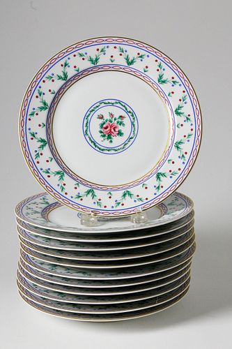 SET OF TWELVE LIMOGES POMPADOUR