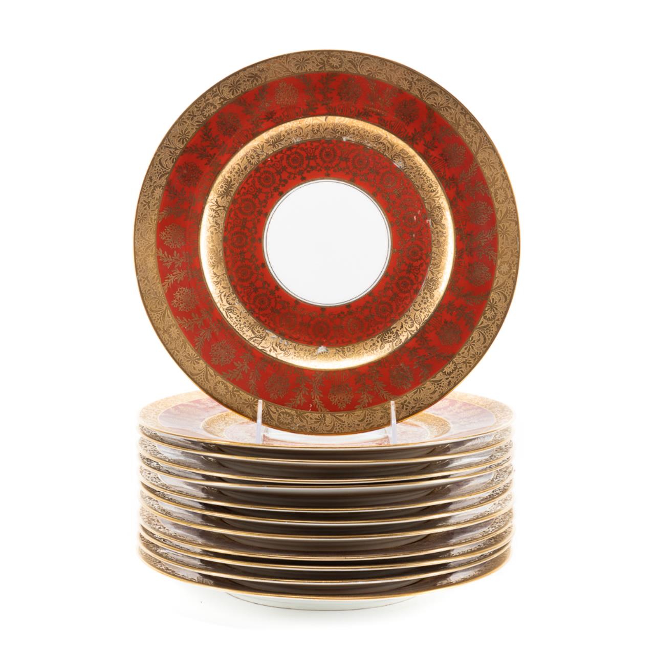 SET OF TWELVE MINTON DINNER PLATES,