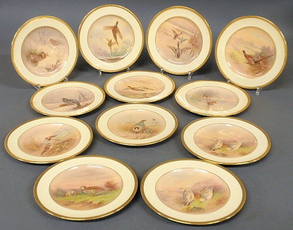 Set of twelve Minton English bird