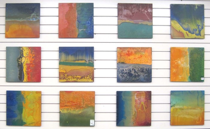 SET OF TWELVE MIXED MEDIA PANELS