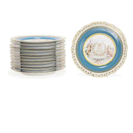 Set of Twelve Sevres Gilt Decorated