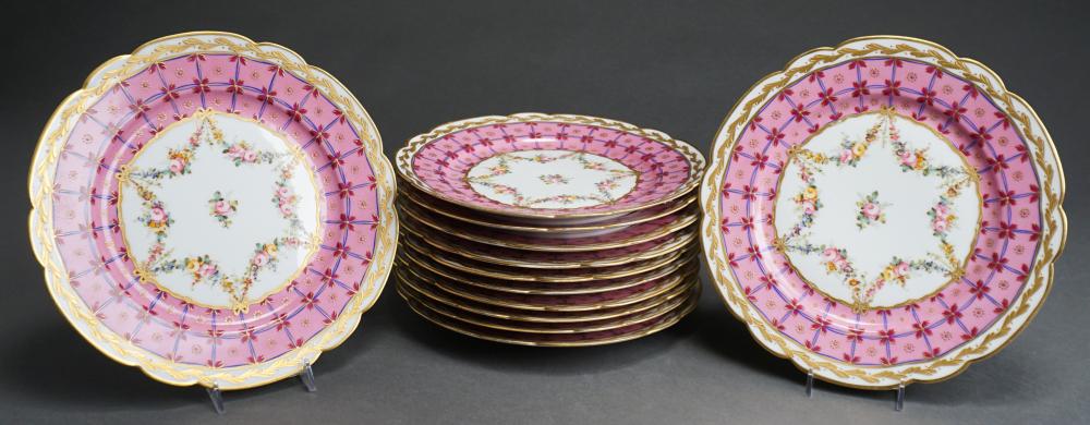 SET OF TWELVE SèVRES-TYPE PORCELAIN