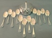 Set of twelve silver sauce spo