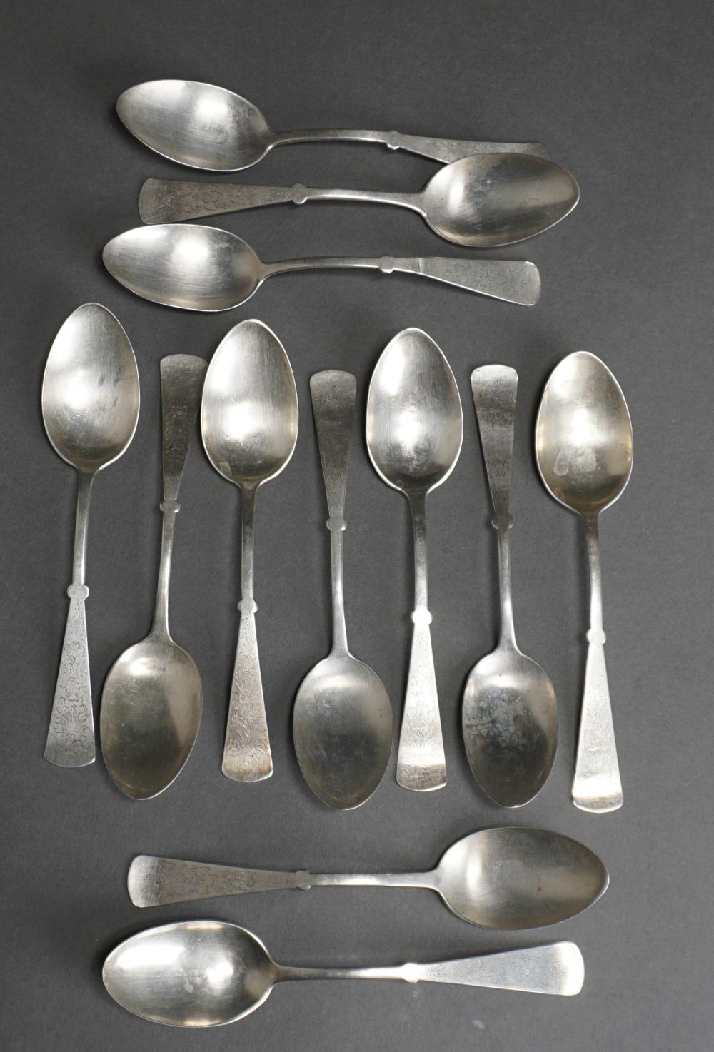 SET OF TWELVE TESTED COIN SILVER