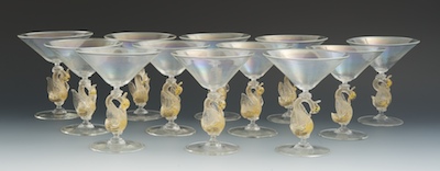 Set of Twelve Venetian Glass Swan