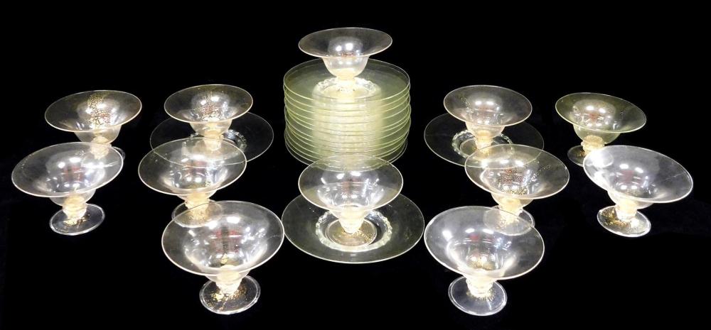 SET OF TWELVE VENETIAN GLASS FOOTED