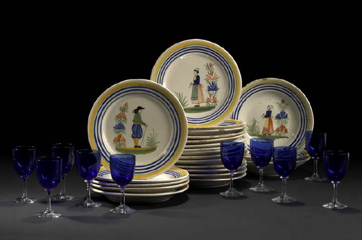 Set of Twenty-Two Pieces of Quimper