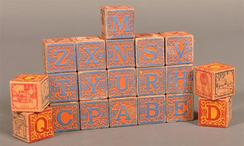 SET OF TWENTY VINTAGE WOOD ALPHABET