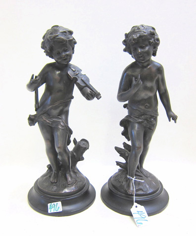 SET OF TWO BRONZE FIGURAL PUTTI