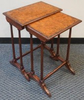 SET OF TWO BURL MAHOGANY NESTI
