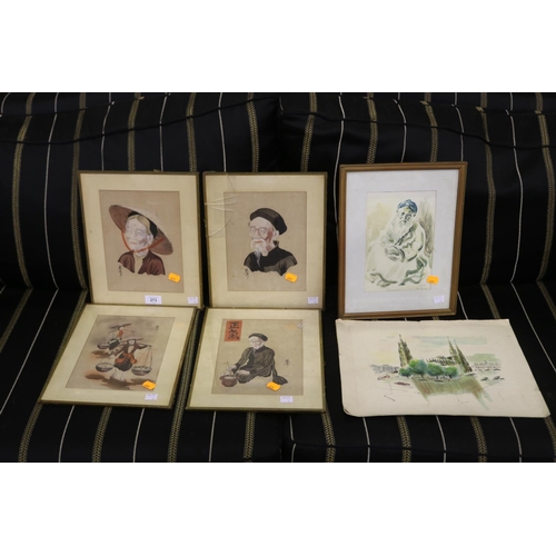 Set of watercolours, mostly of