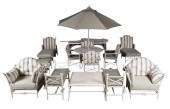 SET OF WHITE-PAINTED METAL PAT