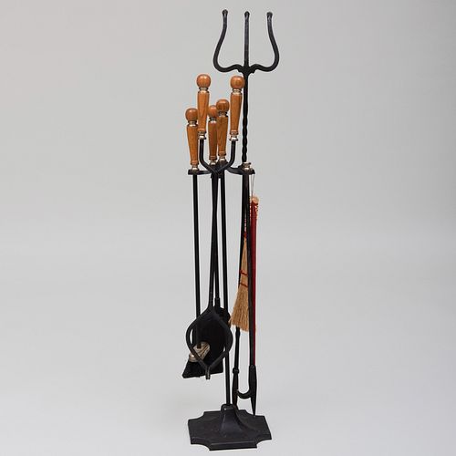 SET OF WROUGHT IRON FIRE TOOLS,