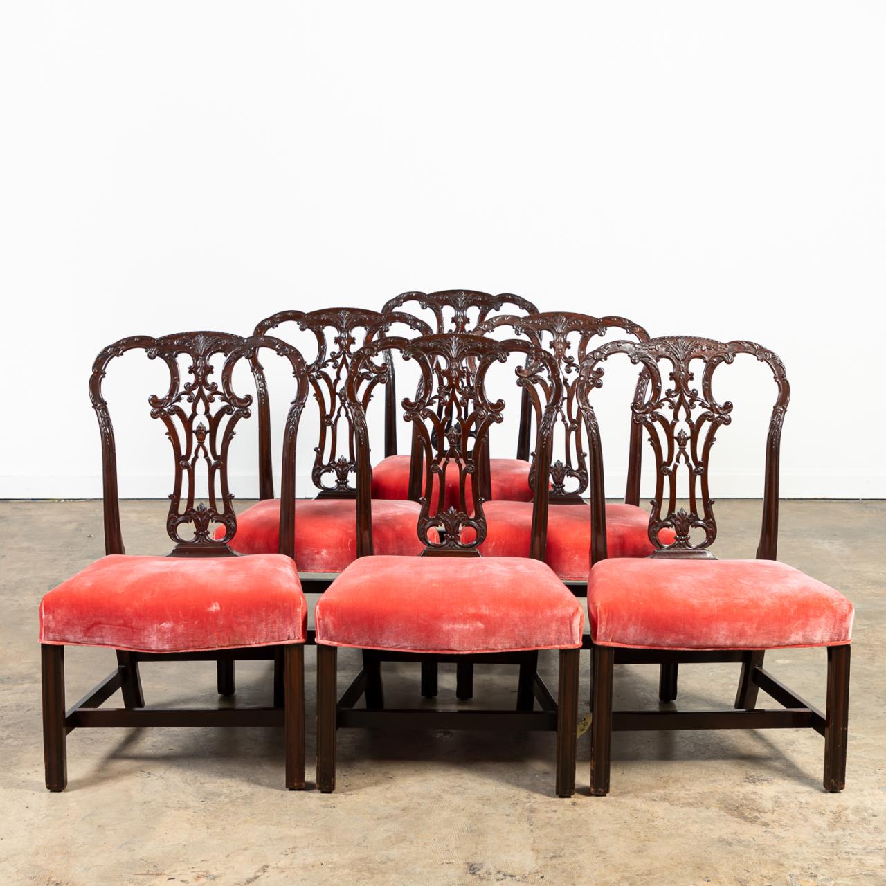 SET SIX, CHIPPENDALE MAHOGANY