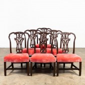 SET SIX, CHIPPENDALE MAHOGANY