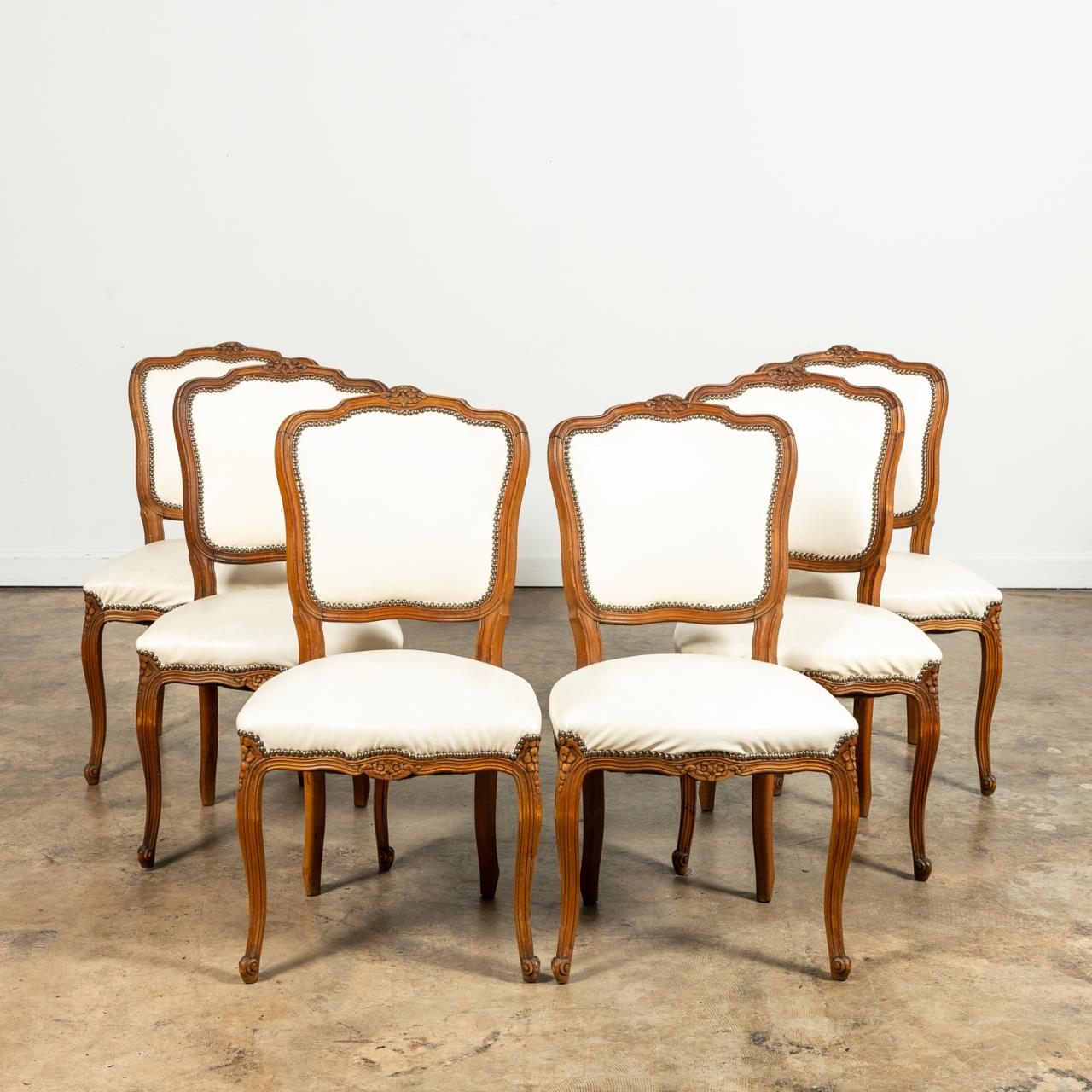 SET, SIX LOUIS XV STYLE CARVED