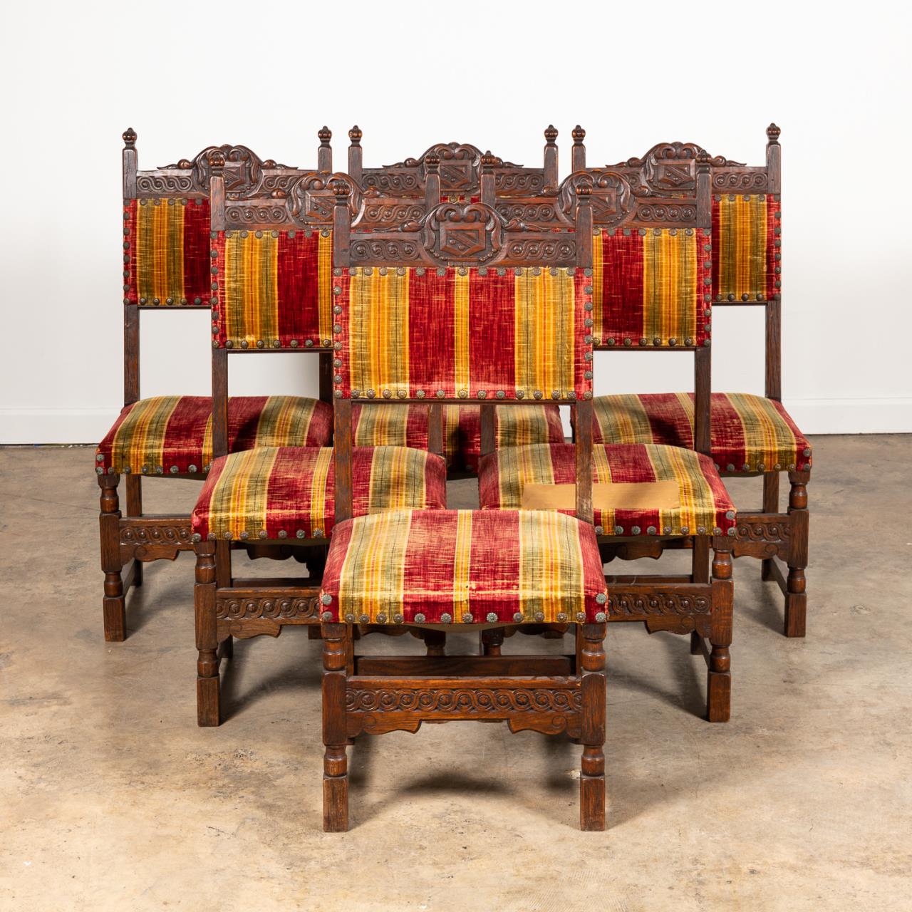 SET SIX, RENAISSANCE REVIVAL OAK