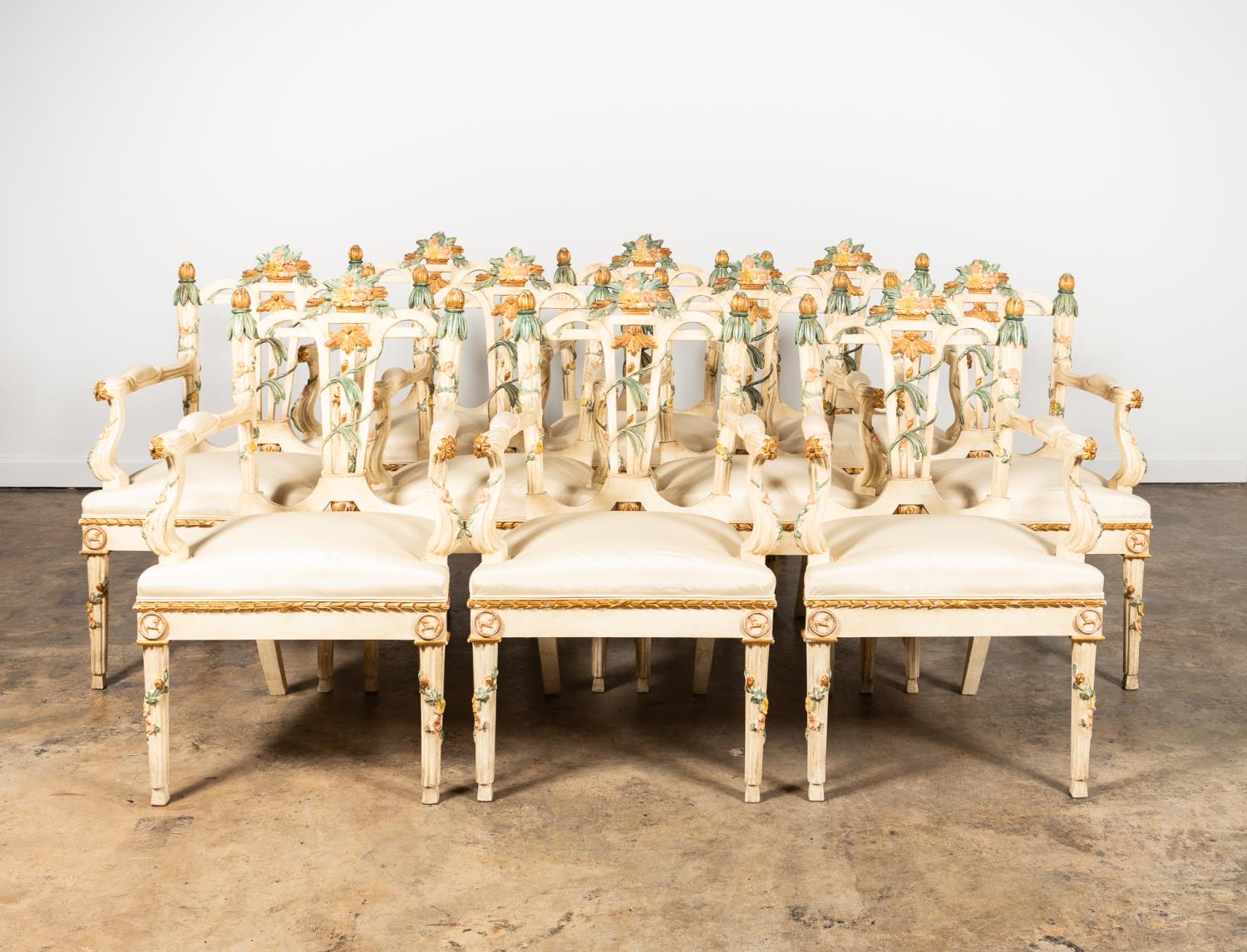 SET TEN, ITALIAN PAINTED FLORAL