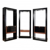 SET, THREE MODERN BLACK LACQUE