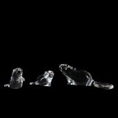 SET, THREE STEUBEN CRYSTAL BEA