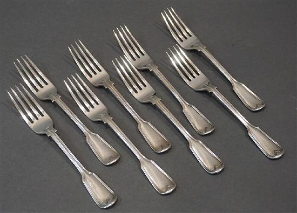 SET WITH EIGHT ENGLISH SILVER