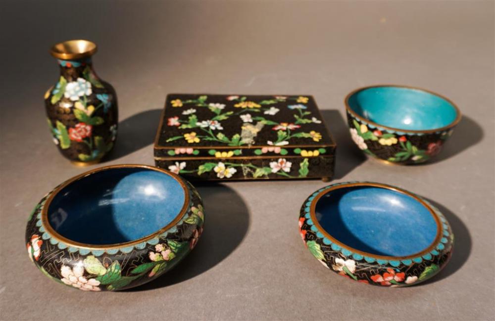 SET WITH FIVE CHINESE CLOISONNE
