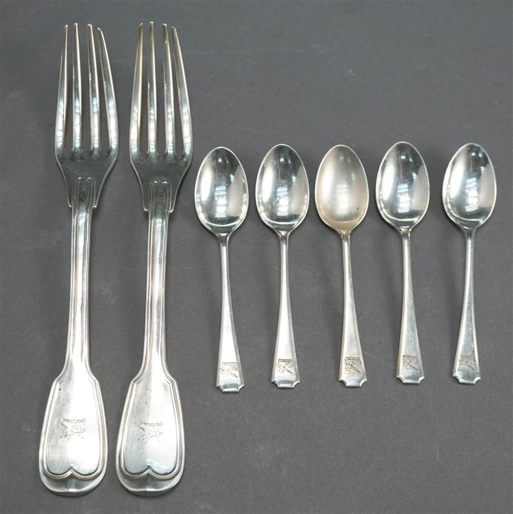 SET WITH FIVE ENGLISH SILVER