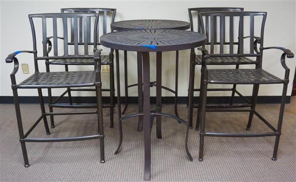SET WITH FOUR ALUMINUM CHAIRS AND