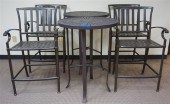 SET WITH FOUR ALUMINUM CHAIRS