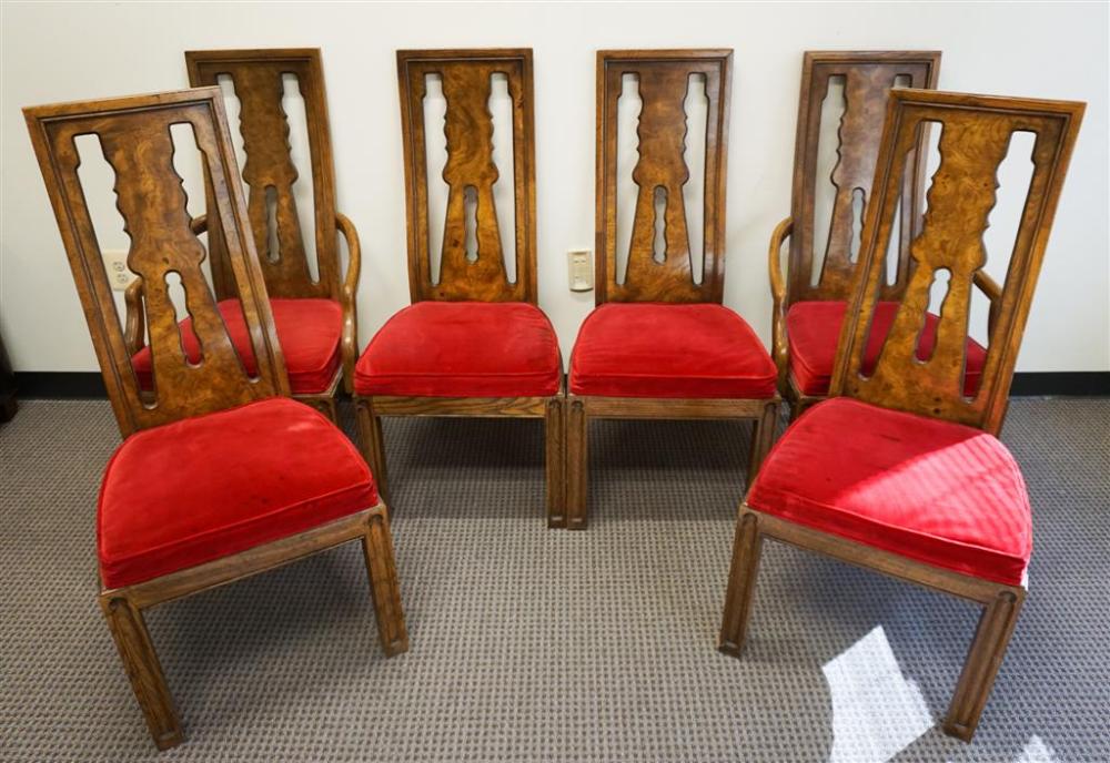 SET WITH SIX BURLWOOD AND FRUITWOOD