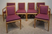 SET WITH SIX FRUITWOOD UPHOLST