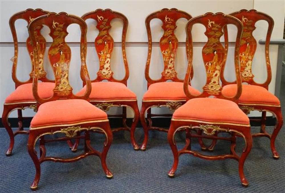 SET WITH SIX QUEEN ANNE STYLE RED