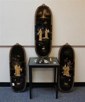 SET WITH THREE CHINESE HARDSTO