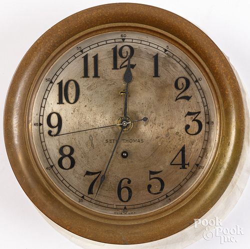 SETH THOMAS BRASS SHIP'S CLOCK, CA.