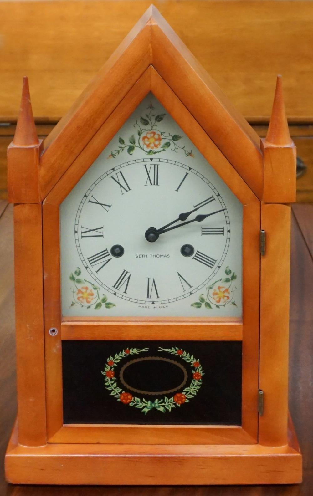 SETH THOMAS CHERRY STEEPLE CLOCK,